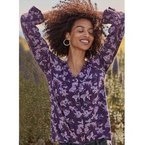 Garnet Hill Laurel Button Front Knit Blouse